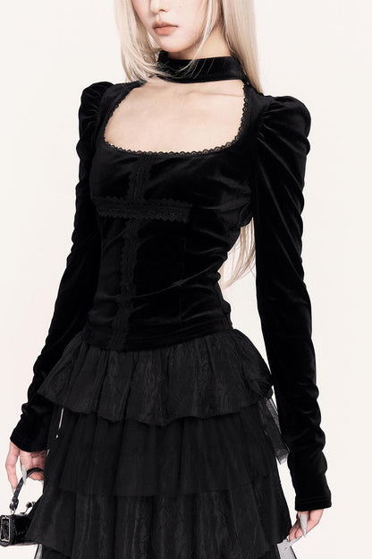 Gothic Lace Patchwork Top