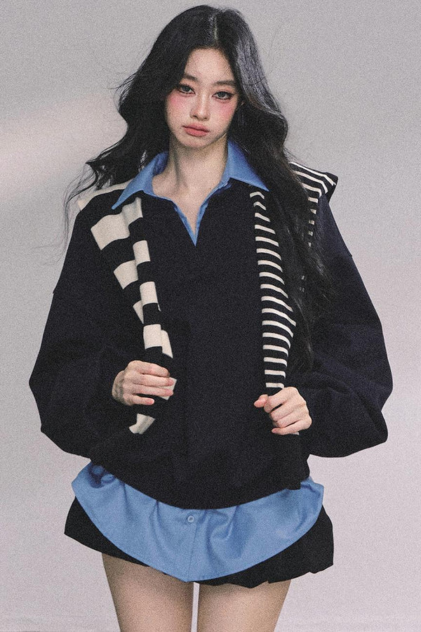 Gaozhi American Oversize Sweatshirt Set-Up