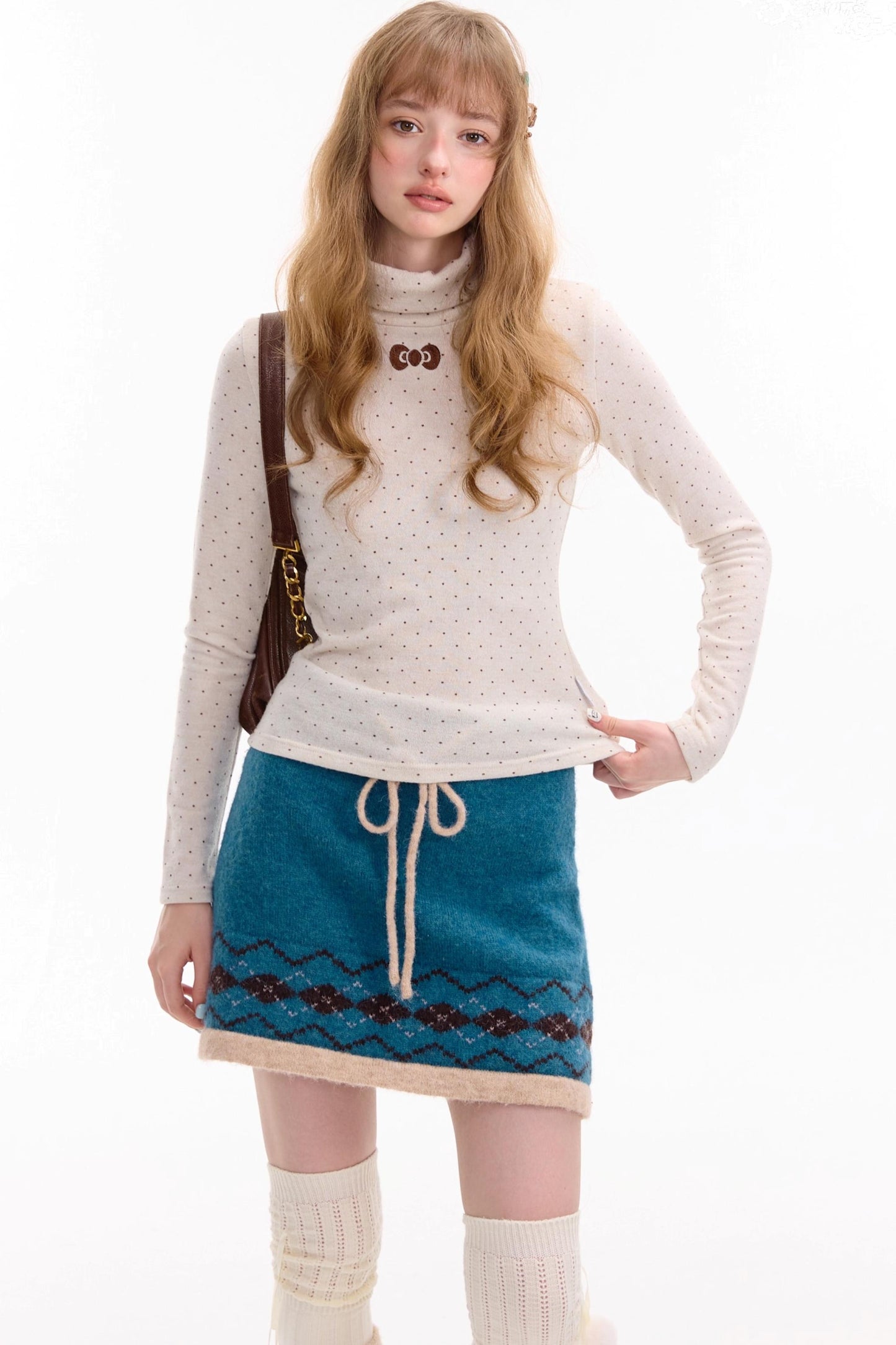 Retro Design High Waist A-Line Knitted Skirt