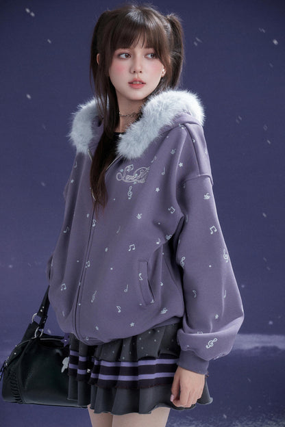 Purple Fleece Hooded Jacket