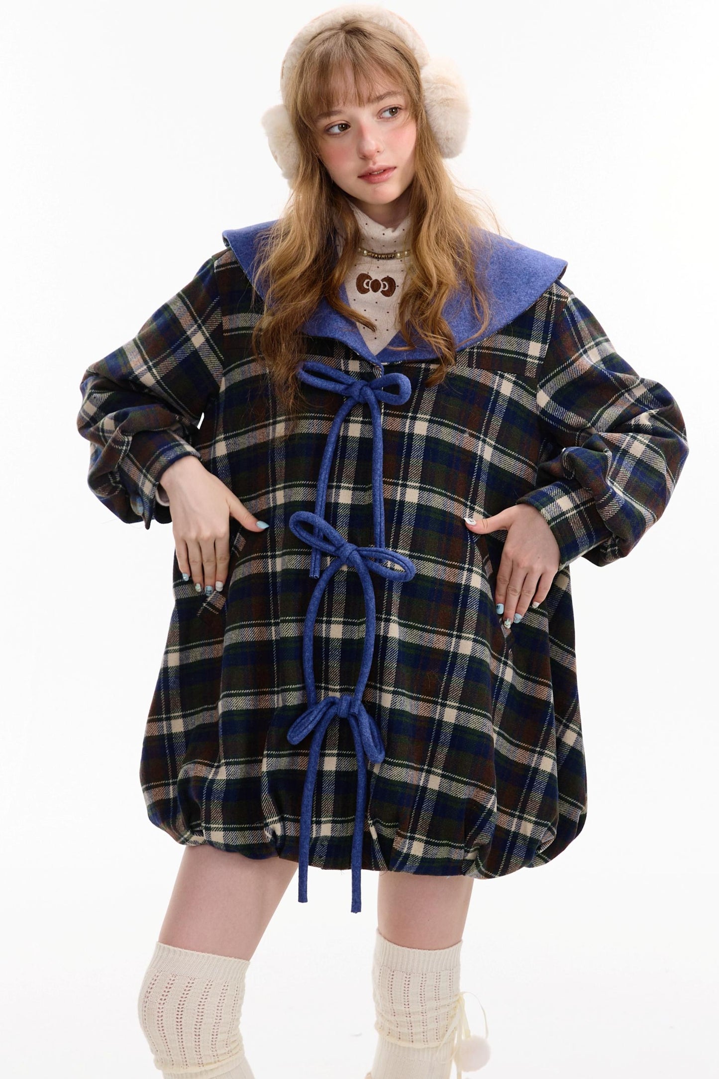 Autumn Doll Blue Woolen Coat