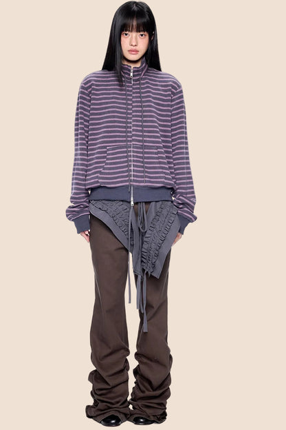 Striped Vintage Turtleneck Cardigan