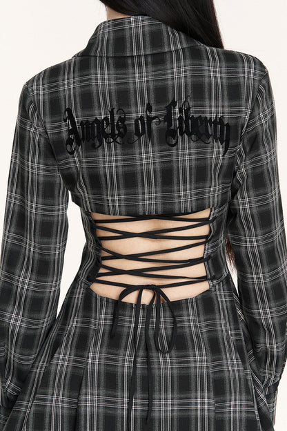 Dark Plaid Long Dress