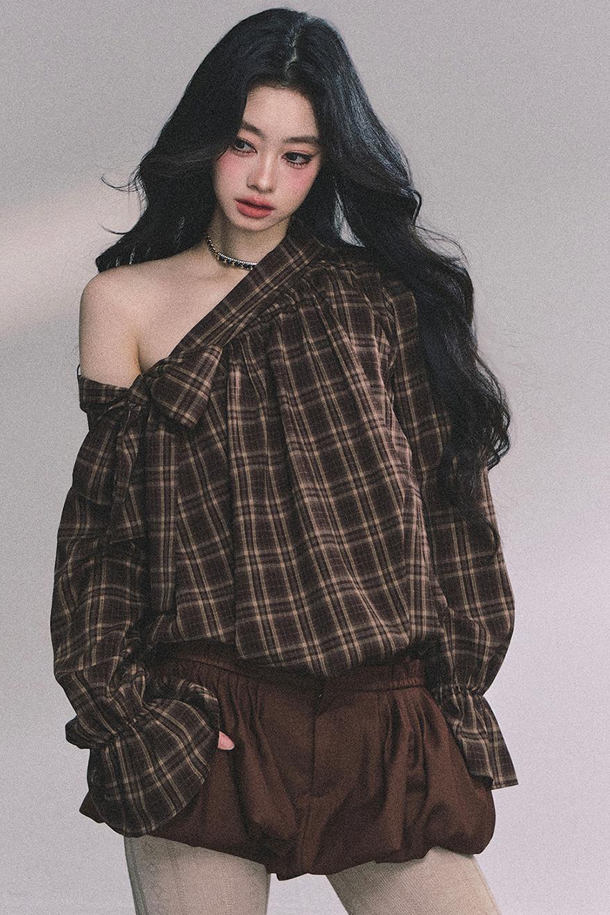 French Bow Plaid Shirt