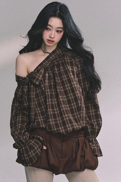 French Bow Plaid Shirt