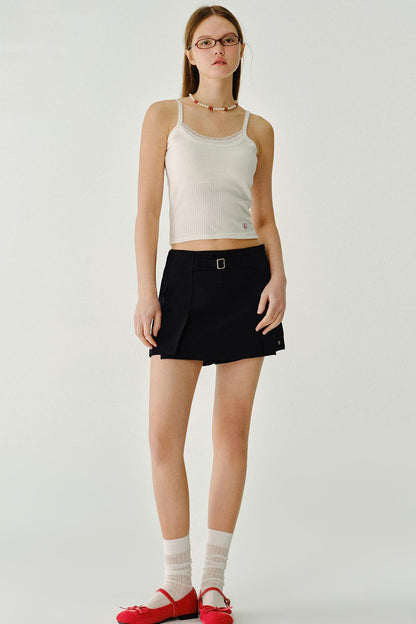 심플 레이스 크롭 탑 