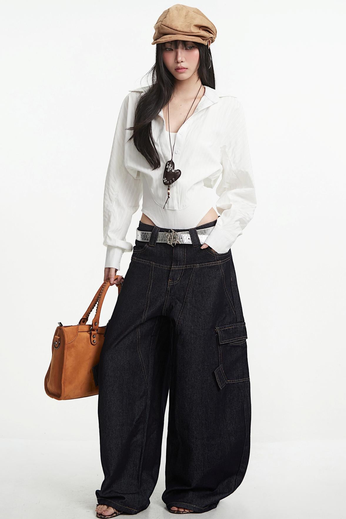 Korean Style White Two-Piece Shirt