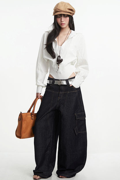 Korean Style White Two-Piece Shirt