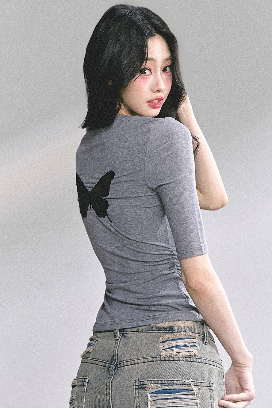 Autumn Butterfly Lace T-shirt