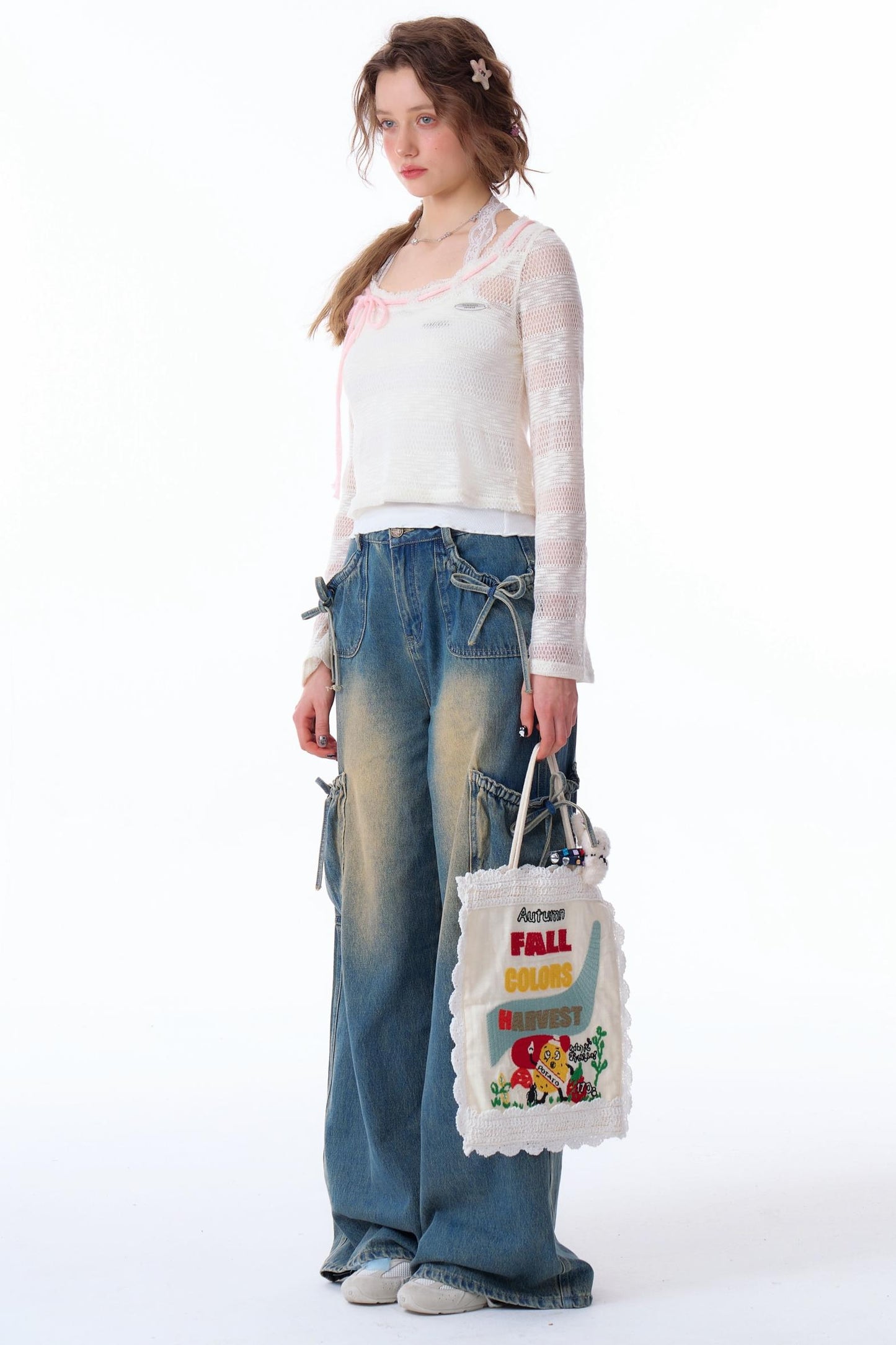 Haze Blue Bow-Detail Sunshade Top