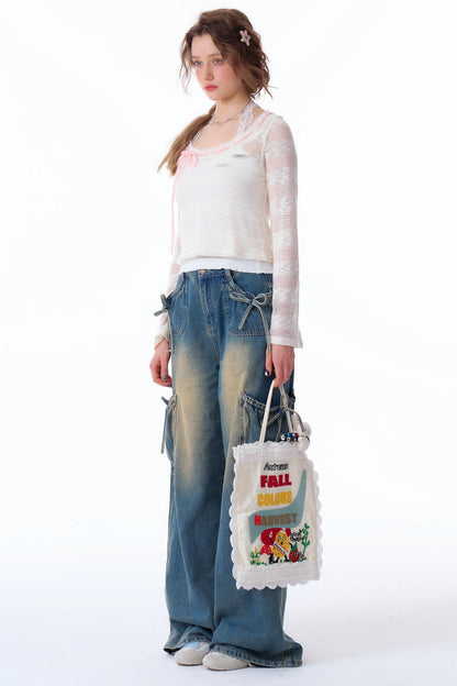 Haze Blue Bow-Detail Sunshade Top