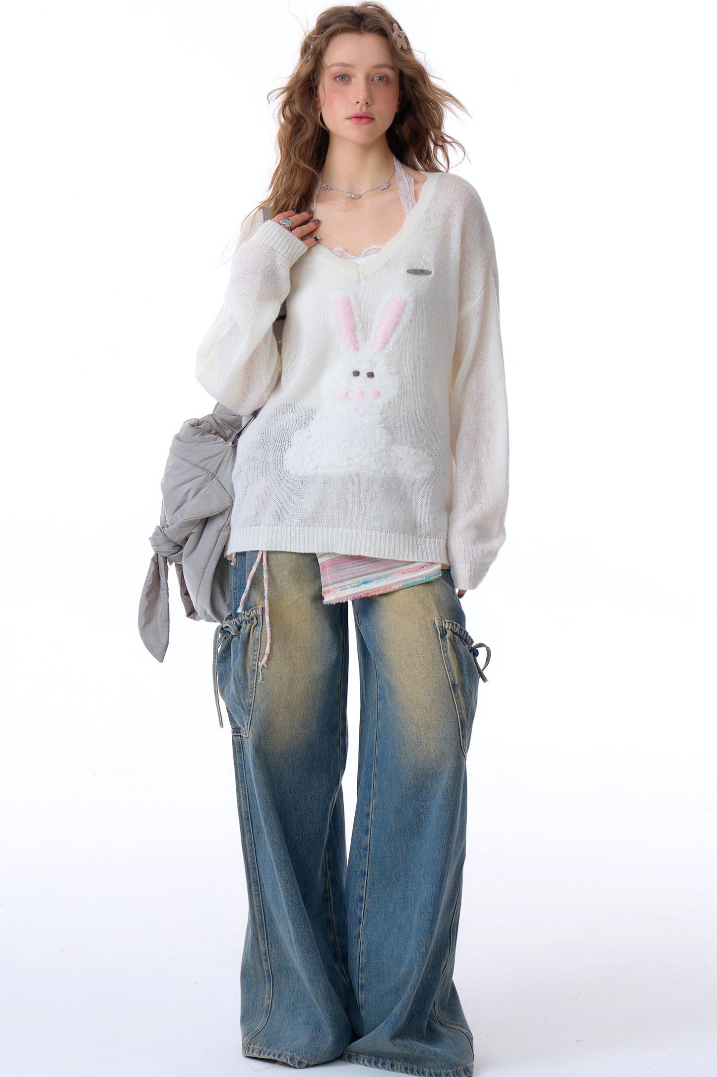 High-Waist Cargo Wide Pants