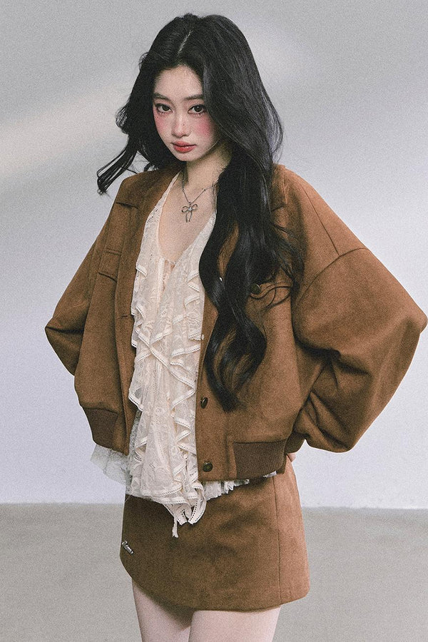 Autumn Woolen Suit Skirt Set-Up