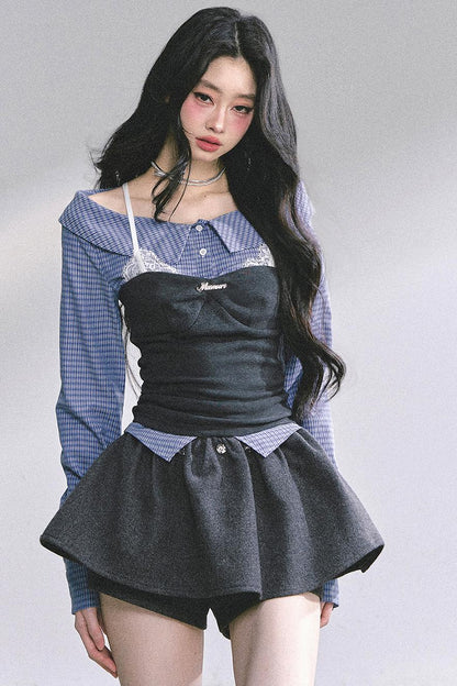 Oran Plaid Lace T-Shirt