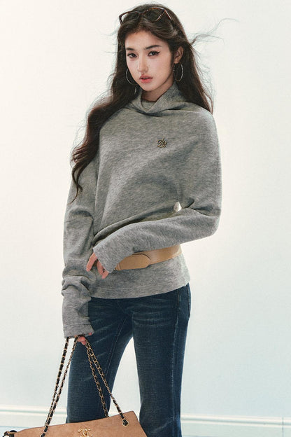 Bat Sleeve Stacked Collar Sweater
