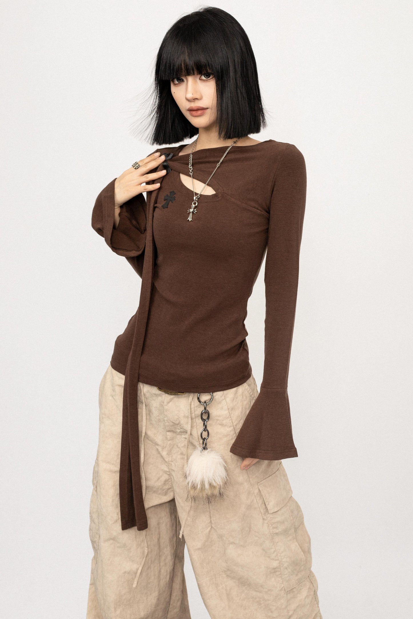 Retro Bell-Bottom Sleeve Top