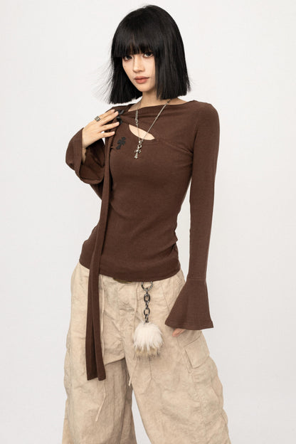 Retro Bell-Bottom Sleeve Top