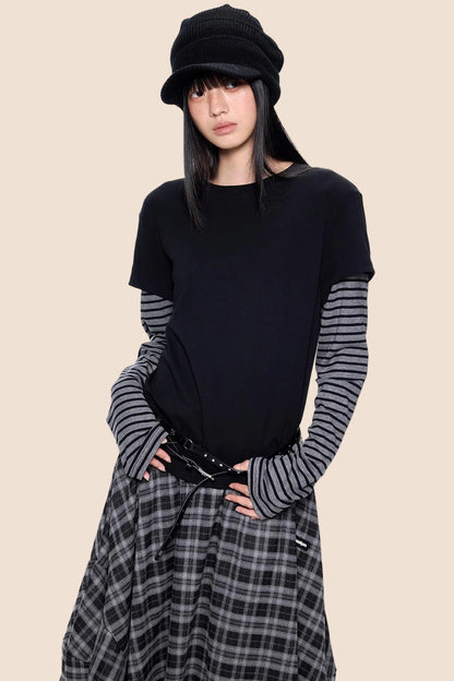 Striped Patchwork Retro Top