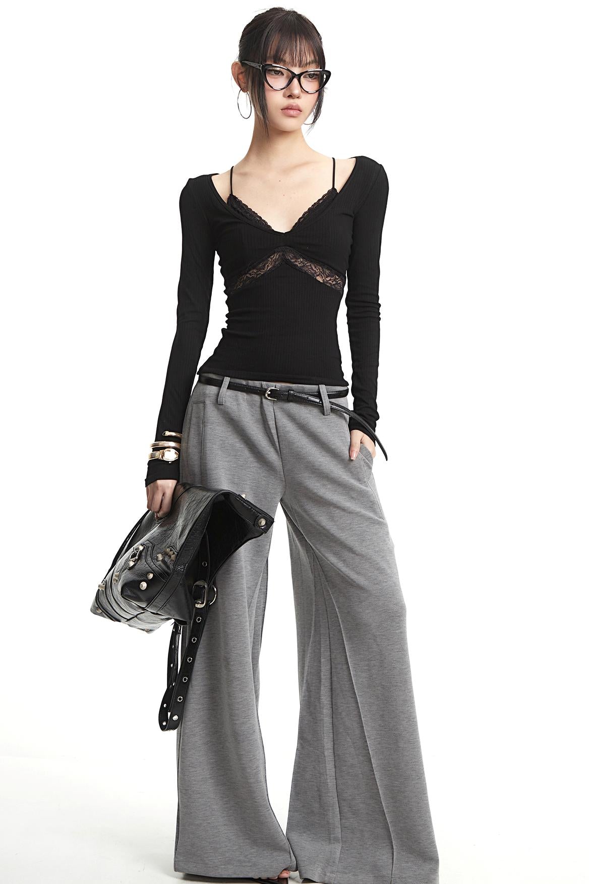 Retro Gray Two-Piece Top