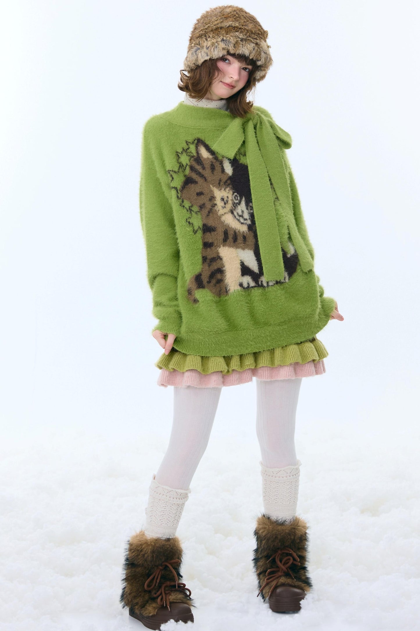 Retro Striped Knitted Skirt