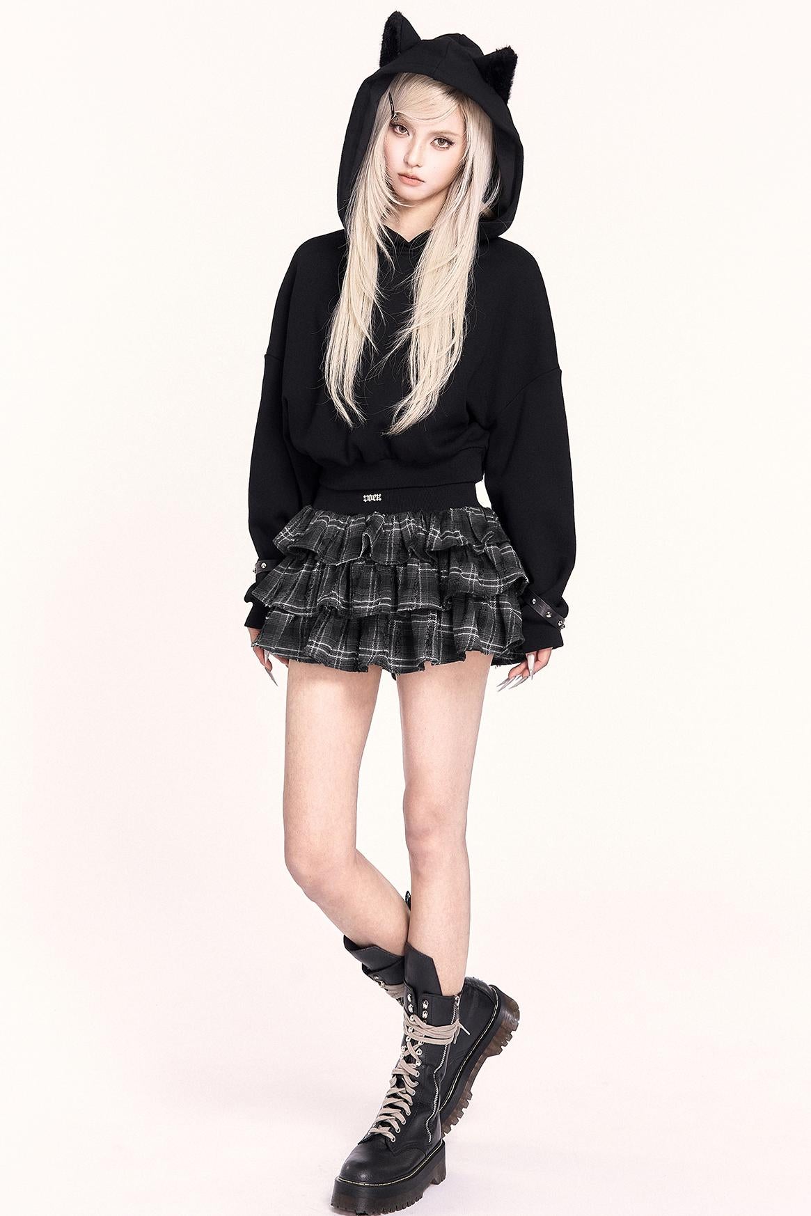 Black Cat Plush Hoodie