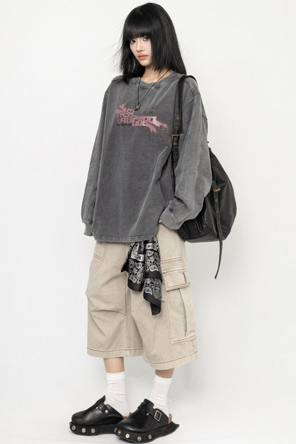 Vintage Wash Oversized Long Sleeve Tee