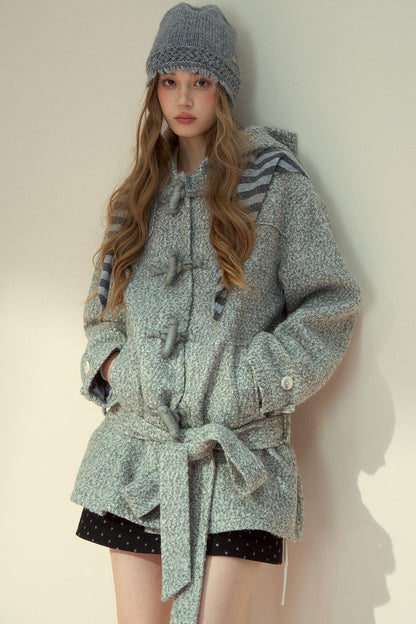 Light Gray Wool Horn Buckle Jacket