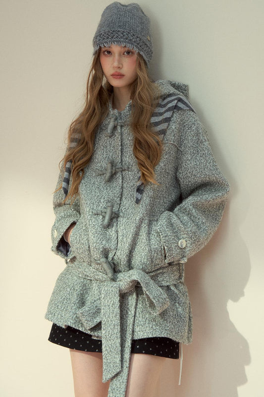 Light Gray Wool Horn Buckle Jacket