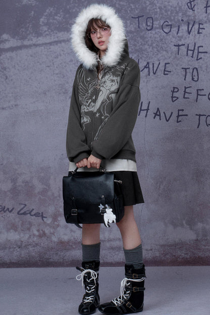 Angel Manga Print Fleece Jacket