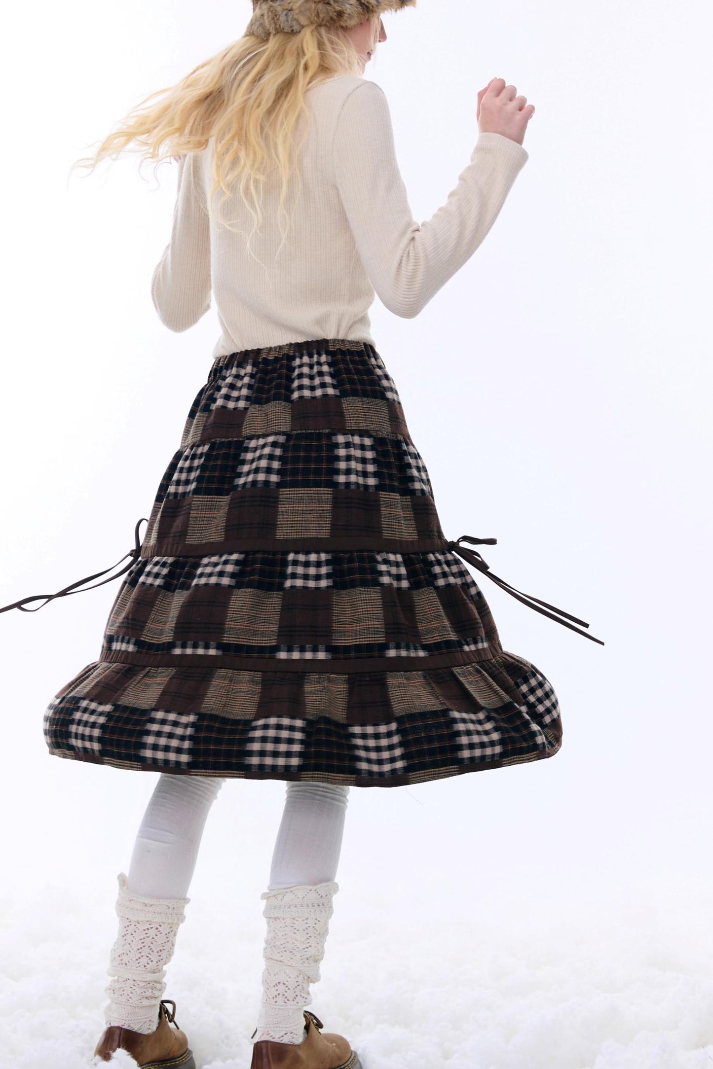 Dark Brown Plaid Skirt