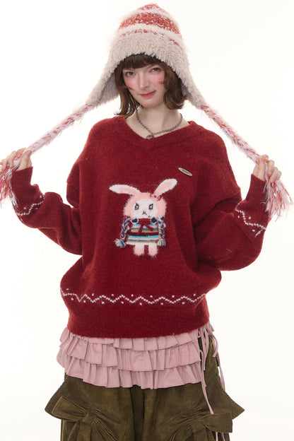 Soft Glutinous Lazy V-Neck Sweater