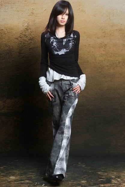 Punk Rebel Knit Two-Tone Neck Top