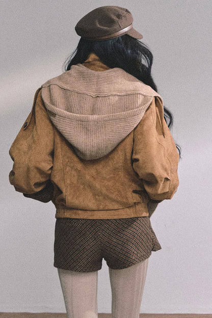 Hazelnut Velvet Jacket Skirt Set-Up