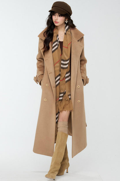 Coffee-Colored Woolen Cloak Coat Set-Up