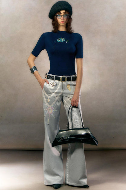 Pearl Print Fleece-Lined Pants