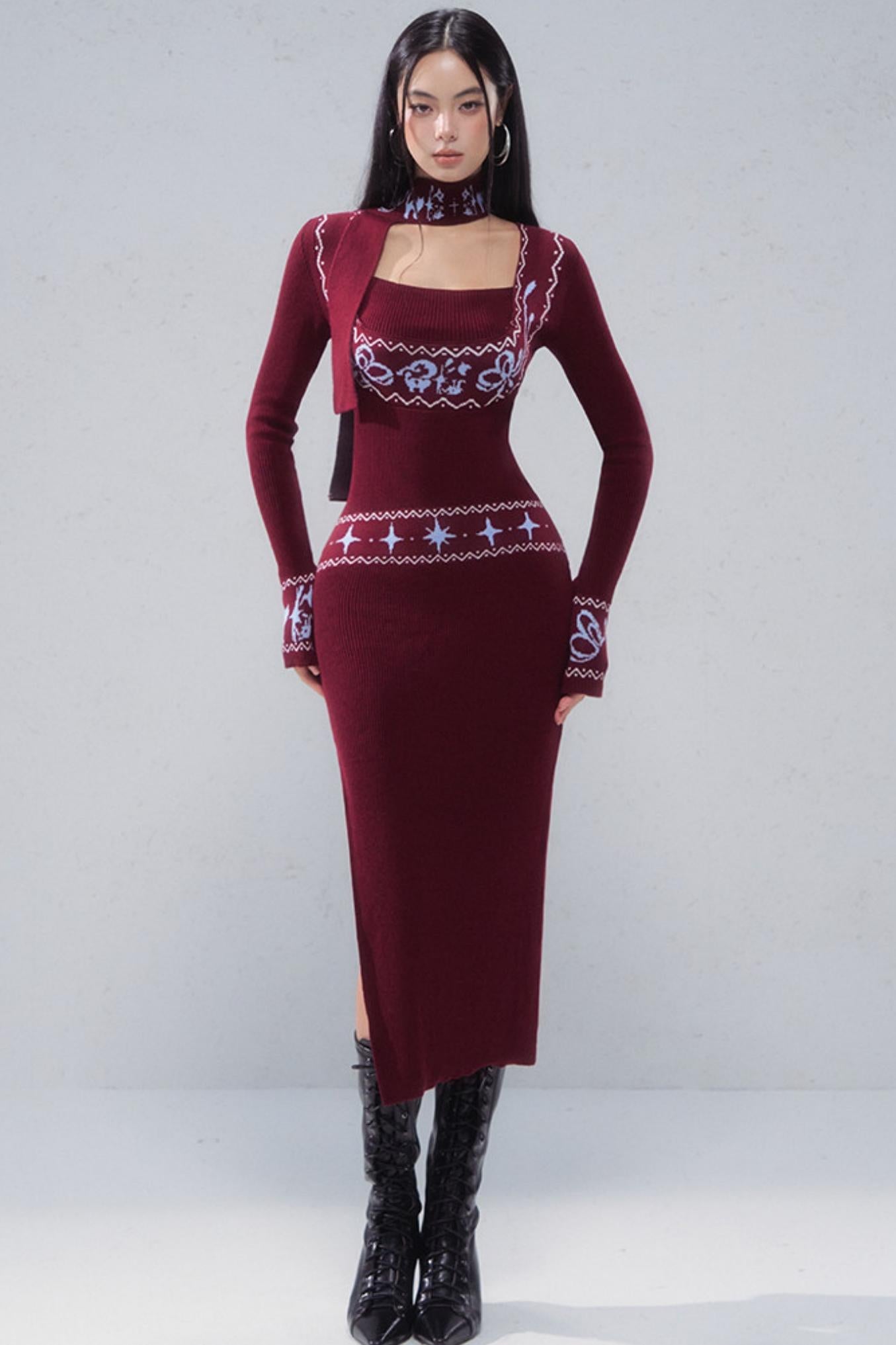 Fair Isle Jacquard Knit Dress