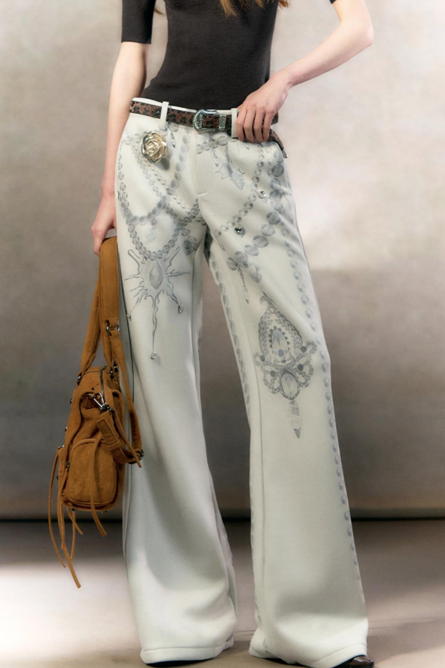 Pearl Print Fleece-Lined Pants