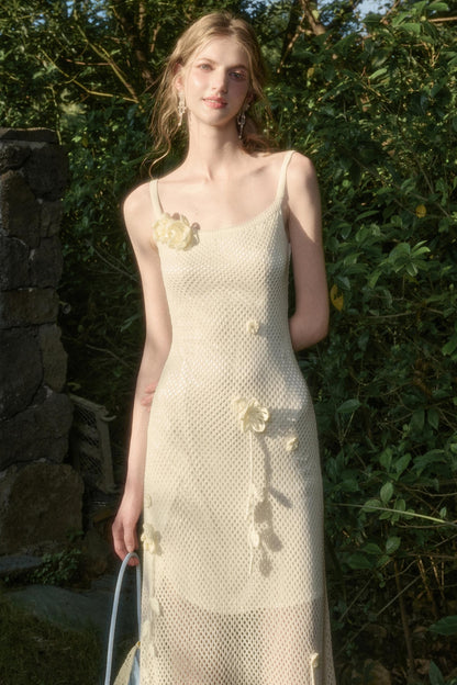 White Floral Knit Dress