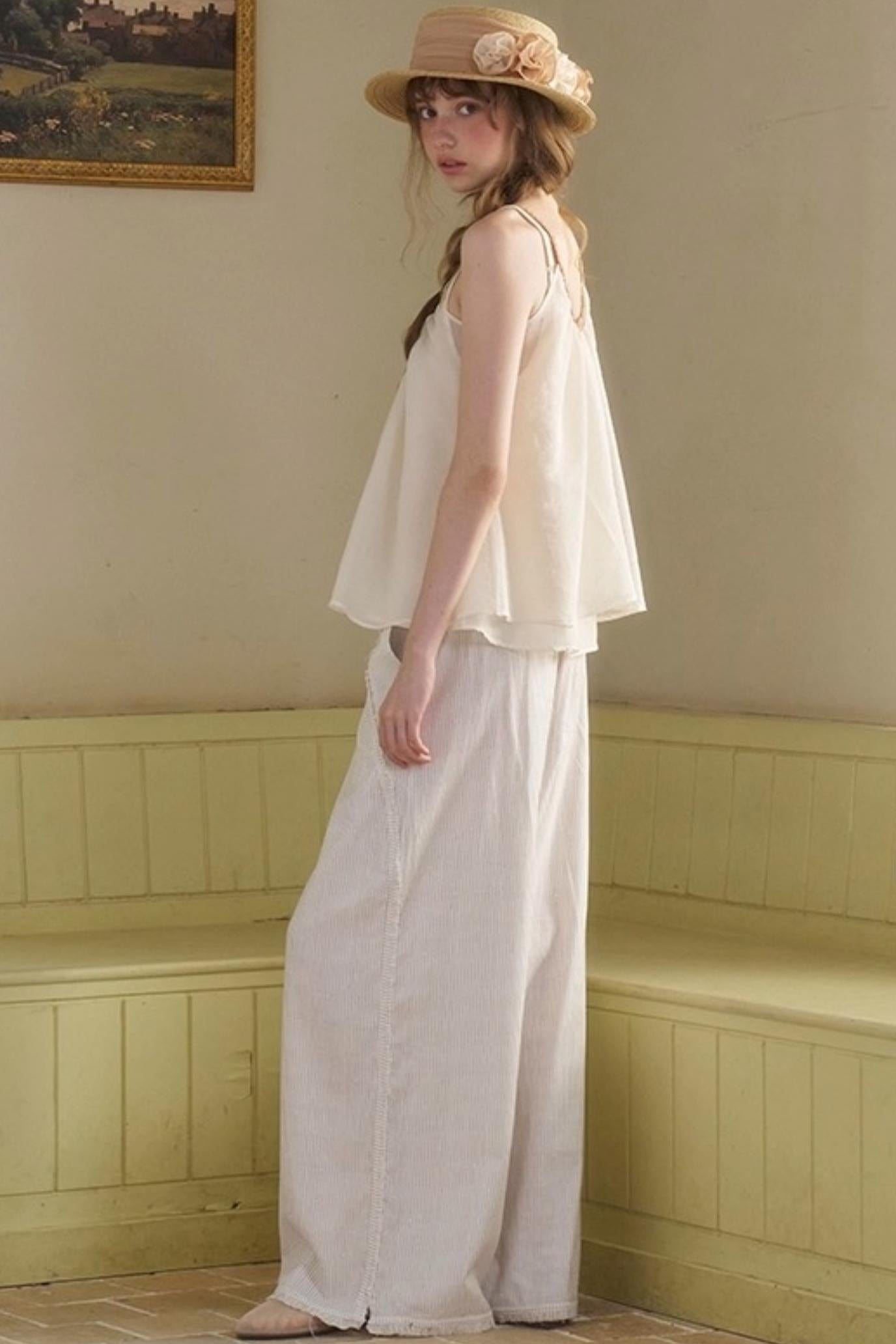 White Lace-up Camisole Set