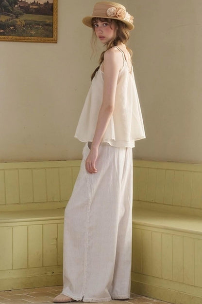 White Lace-up Camisole Set