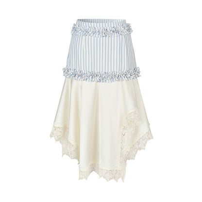 Striped Lace Half-Skirt