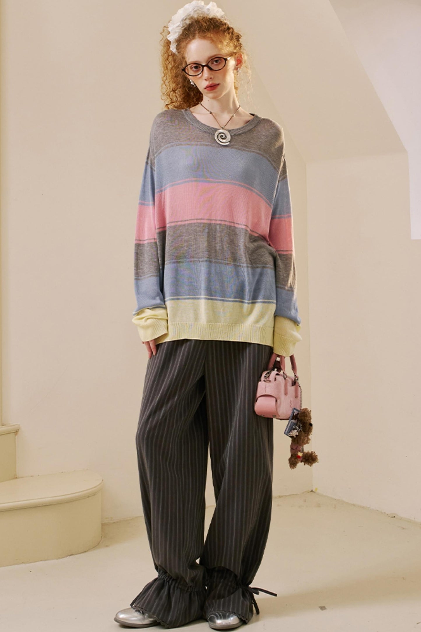Striped Color Block Knit Top