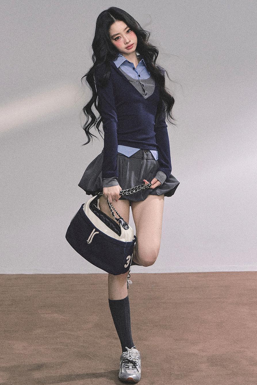 Autumn Plaid Knitted Polo Shirt