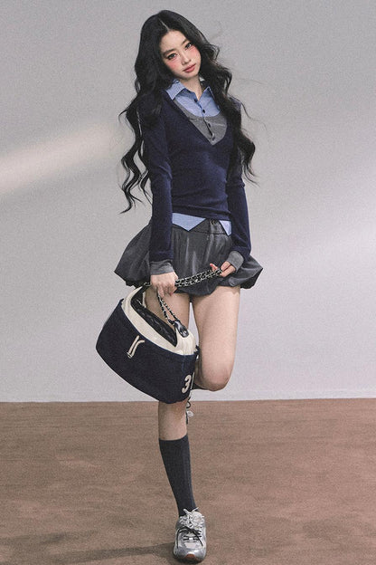 Autumn Plaid Knitted Polo Shirt