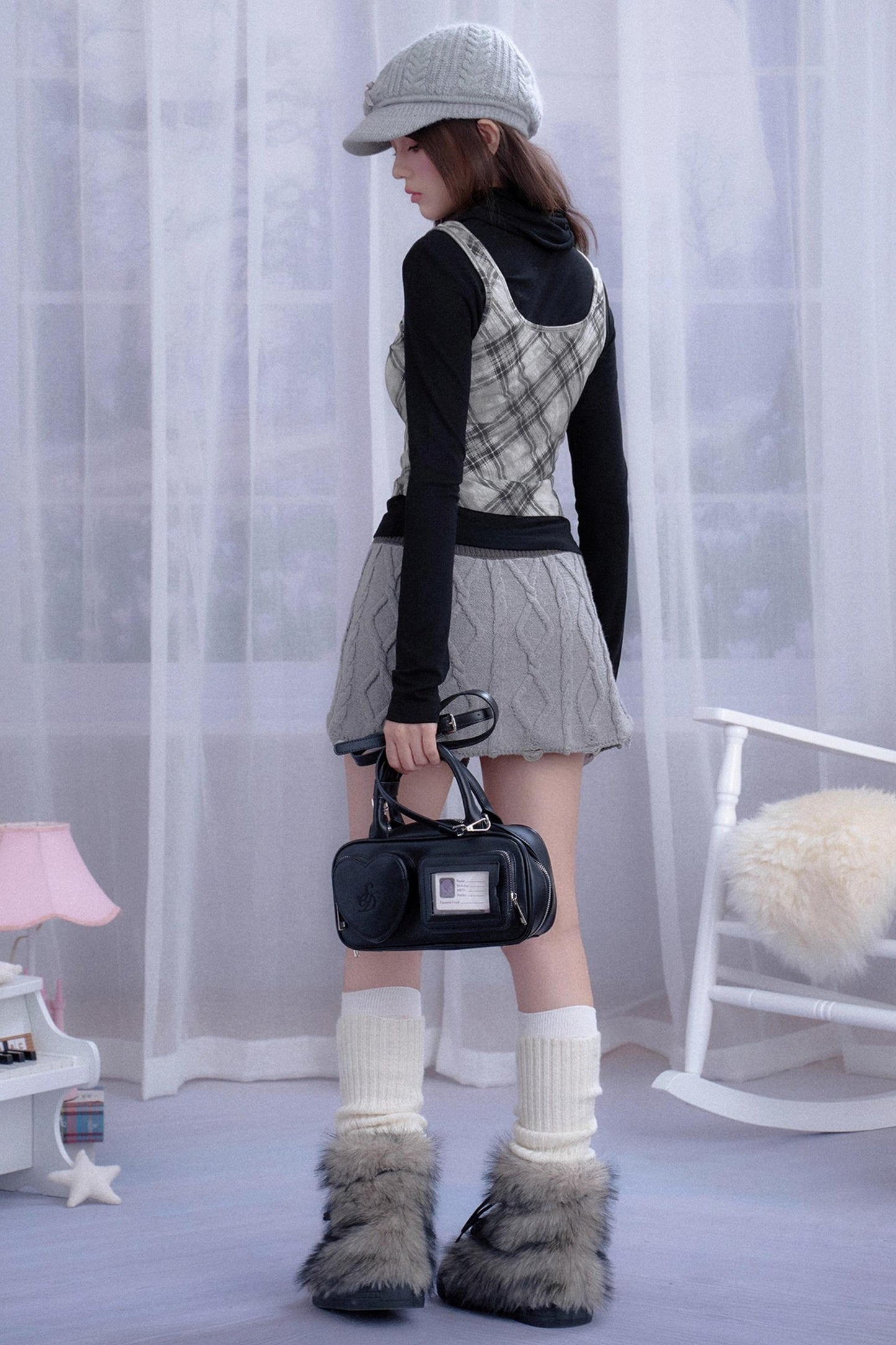 Gray Rhombus Sweater Skirt