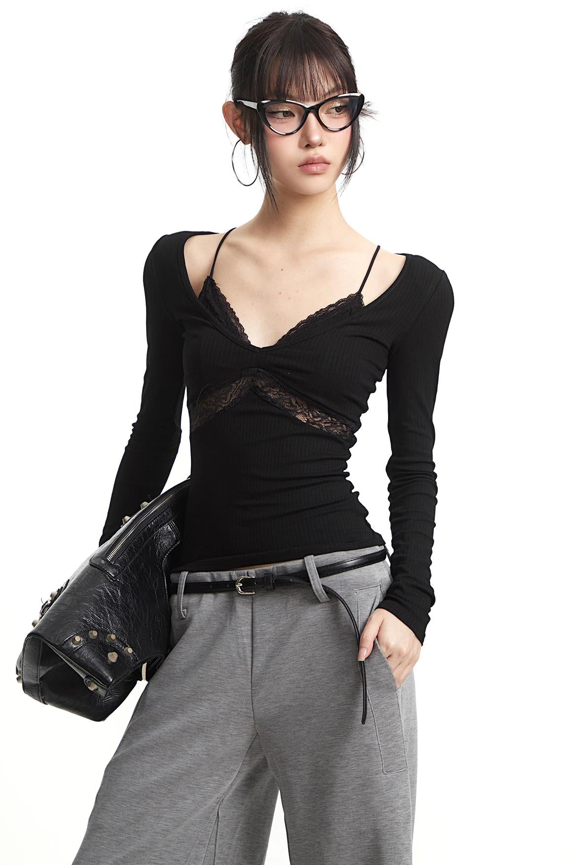 Retro Gray Two-Piece Top