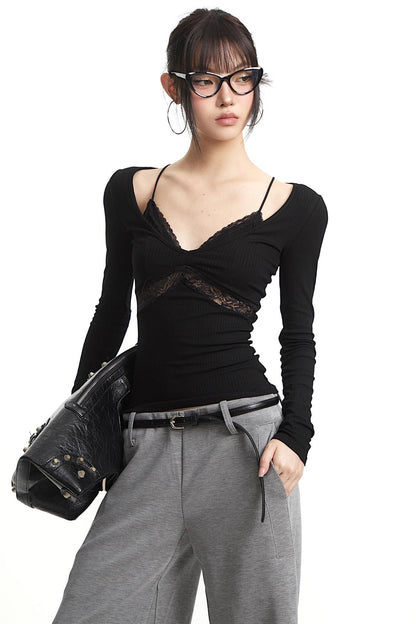 Retro Gray Two-Piece Top