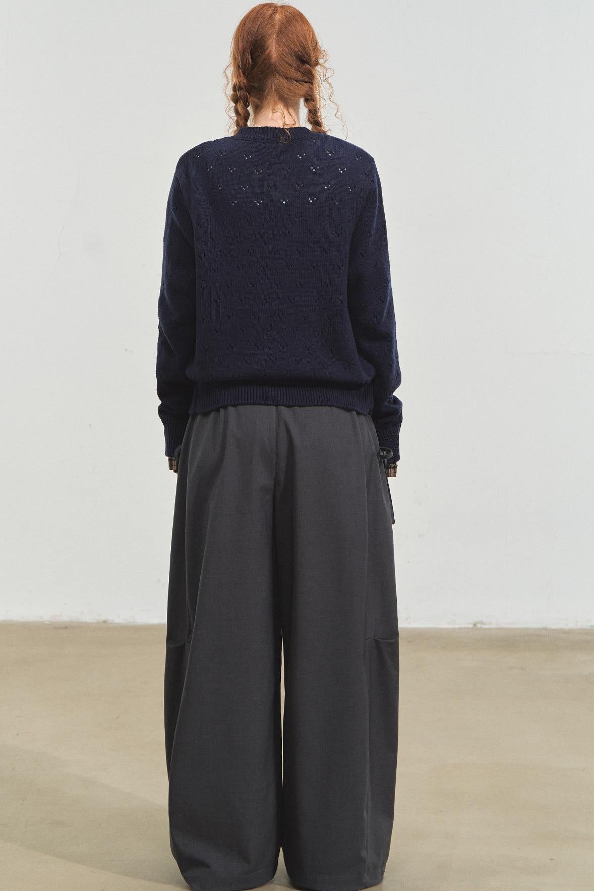 Vintage Plaid Lace-Up Cardigan