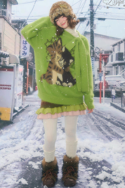 Retro Striped Knitted Skirt