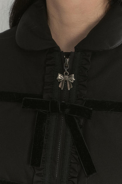 Velvet Bow-Knot Down Jacket
